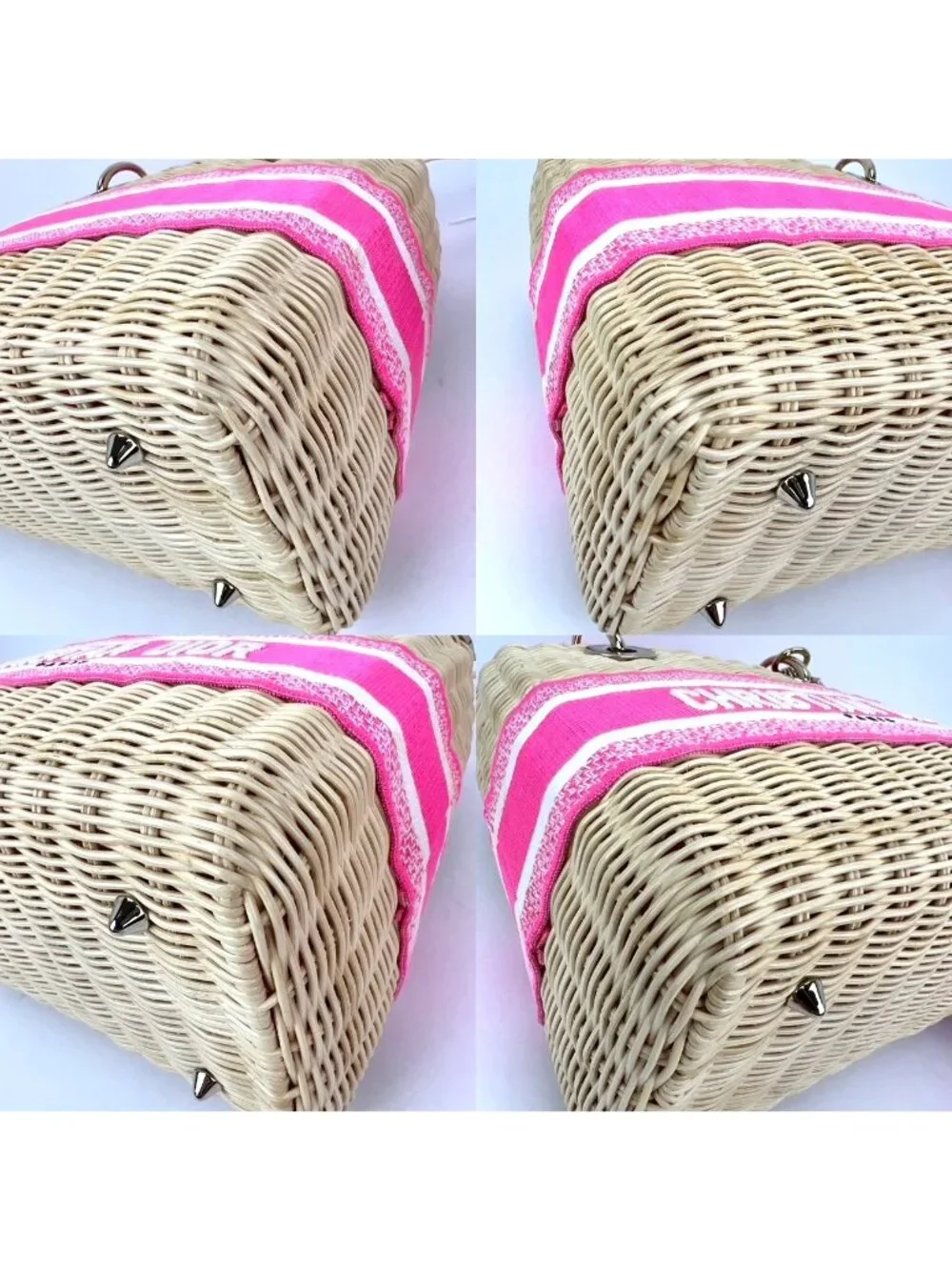 Christian Wicker Oblique Fluorescent Pink Medium Lady Bag